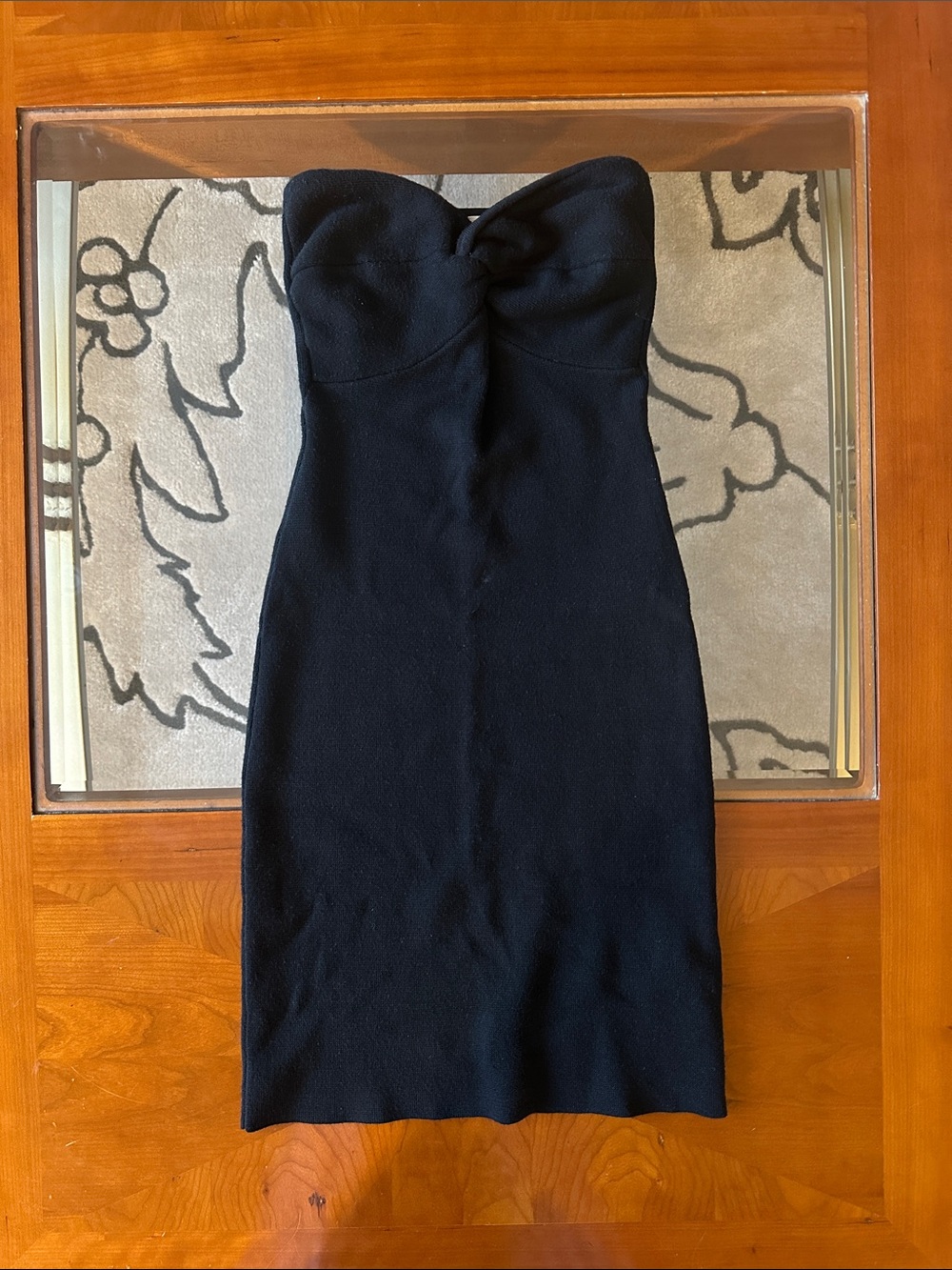 Abercrombie & Fitch Strapless Black Twist-Front Midi Dress